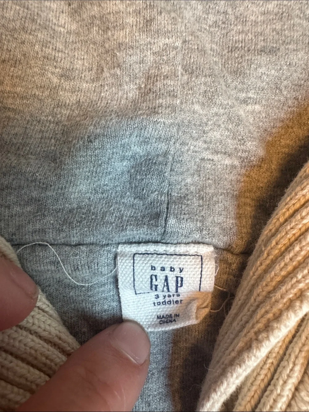 GAP Cream Striped Hooded Sweater & Light Blue Denim Shirt